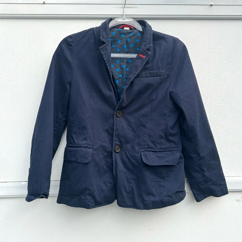 Mini Boden Blazer Jacket Boys 9/10 Years Navy Blue 100% Cotton Special Occasion